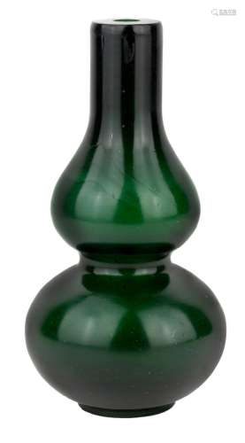 A Chinese Peking glass green double gourd vase, Republic per...