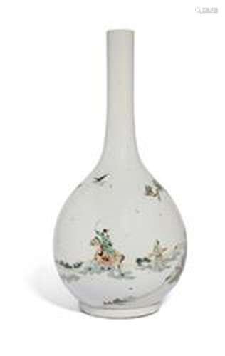 A Chinese famille verte 'horse and rider' bottle vase, Repub...