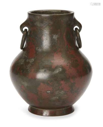 A Chinese bronze bellied vase, 18th century, of slightly com...