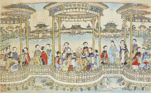 A Chinese woodblock print, early 20th century, depicting a s...