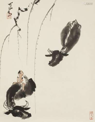 Follower of Li Keran (1907 - 1989), ink and colour on paper,...