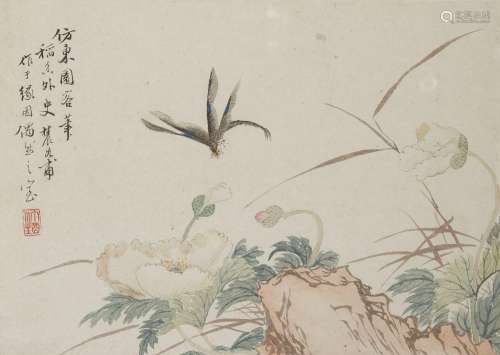 Li Lan (Chinese, 19th century), ink and colour on paper, dra...