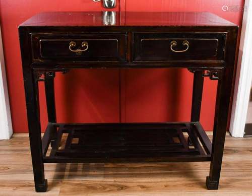 An Elmwood Double Drawers Desk