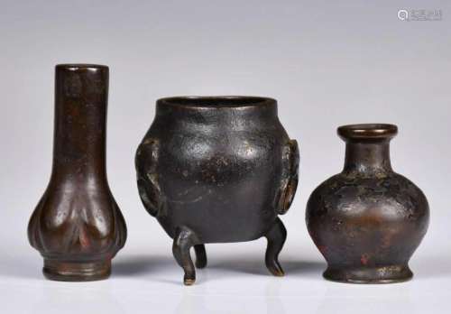 A Group of Three Bronze Scholar Objects