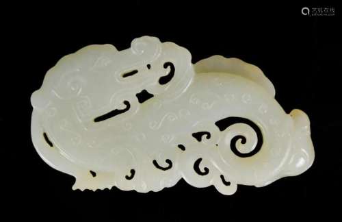 A White Jade Dragon Plaque Qing