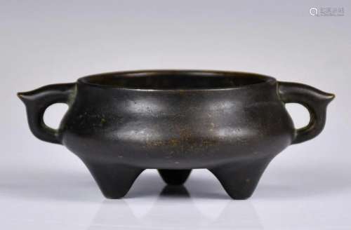 A Bronze Double-Ear Incense Burner, Xuande Mark