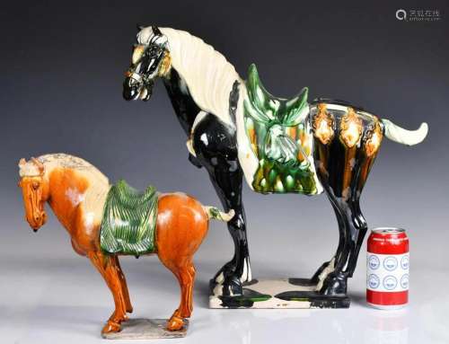 Two Sancai Glazed Horse Figures
