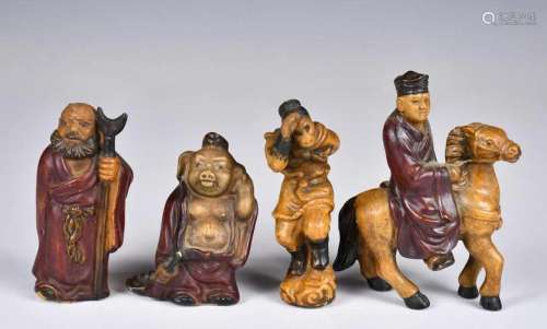 A Group of Four Porcelain Figures Late Qing