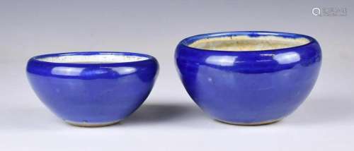 A Group of 2 Small Blue Glaze Bowls