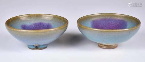 A Pair of Jun Type Tea Bowls