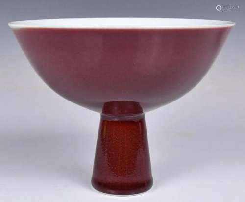 A Red-Glazed Stem Bowl Yongzheng Mk