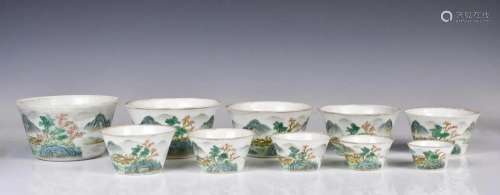 Ten Nested Famille Rose Cups Daoguang Mk