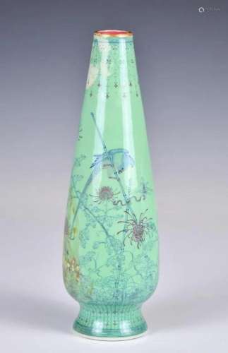 A Green-Grounded Vase Qianlong Mk Republican