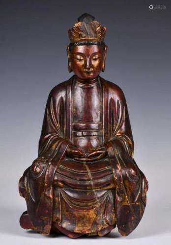 A Wood Carved Buddha, Ming