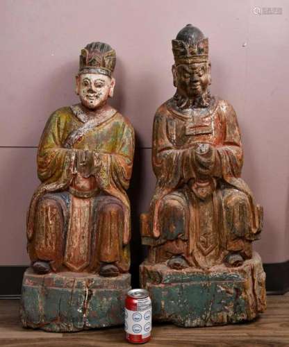 A Group of Two Song Style Taoism Statue