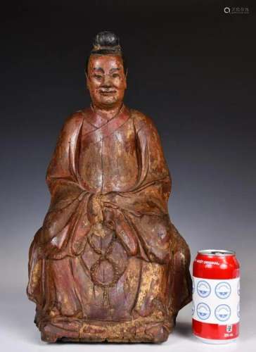 A Wooden Taoism Buddha Statue, Ming