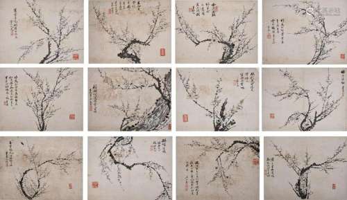 A Group of Twelve Plum Blossom Paintings