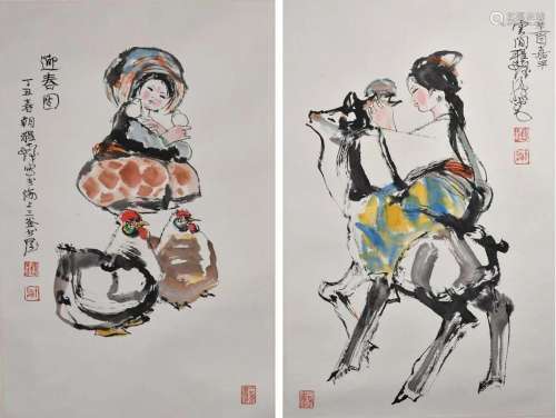 Cheng Shifa (1821-2007) Two Paintings of Lady