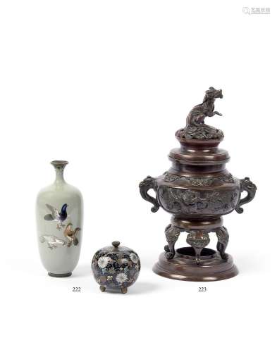 JAPON - Époque Meiji (1868-1912) Brûle-parfum hexapode en br...