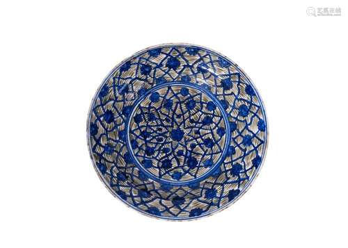 A SAFAVID BLACK, BLUE AND WHITE "KUBACHI" POTTERY ...