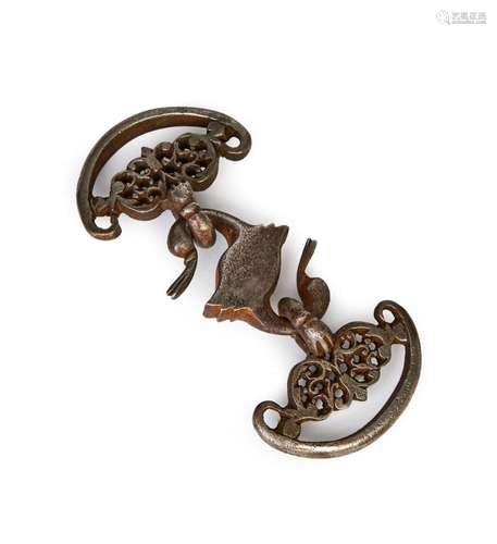 AN OPENWORK SAFAVID STEEL BELT BUCKLE IN THE SHAPE OF A DUCK...