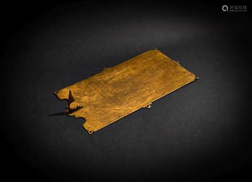 A BRASS RECTANGULAR SUNDIAL, DATED SIGNED