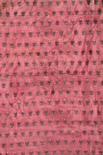 A SAFAVID POMEGRANATE GROUND SILK TEXTILE, 17TH/18TH CENTURY...