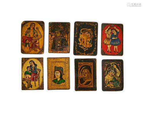 A SET OF EIGHT MINIATURE QAJAR PANELS, PERSIA 19TH CENTURY