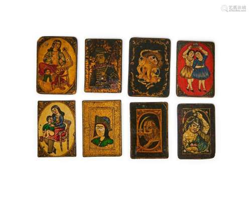 A SET OF EIGHT MINIATURE QAJAR PANELS, PERSIA 19TH CENTURY