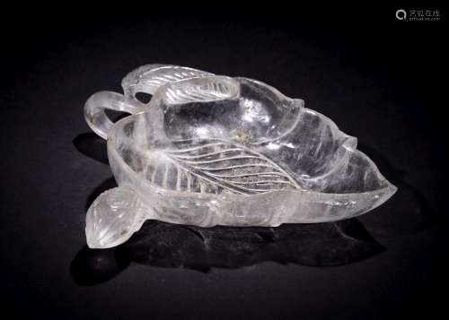 AN INDIAN MUGHAL CARVED ROCK CRYSTAL DISH IN THE SHAPE OF A ...