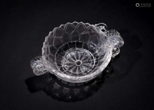 AN INDIAN MUGHAL CARVED ROCK CRYSTAL TWIN HANDLED "LOTU...