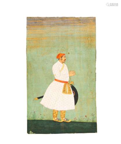 A STANDING PORTRAIT OF NOBLEMAN, MUGHAL,19TH, INDIA