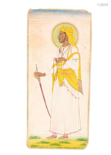 A STANDING PORTRAIT OF NOBLEMAN, MUGHAL,19TH, INDIA
