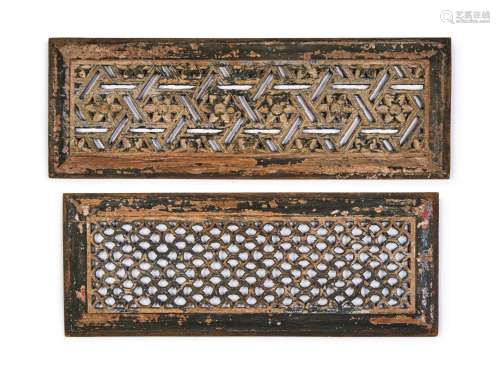 TWO CARVED ISLAMIC WOODEN PANELS