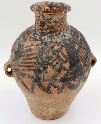 A Neolithic period terracotta vessel, with flared tubular ne...