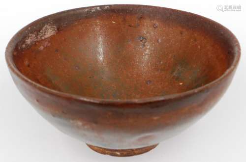 Southern Song Jian Dynasty bowl, glazed in brown and footed,...