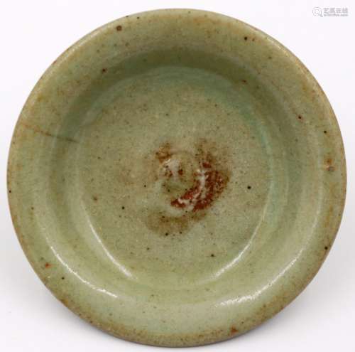 A Ming Dynasty celadon glazed shallow dish or stand, D: 12 c...