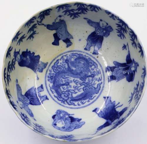 A Qianlong marked large bowl, the body and reservoir decorat...