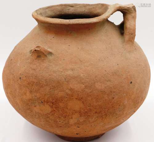 A Han Dynasty terracotta vessel, large, with a double stem h...