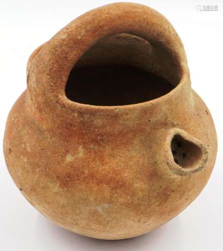 A Han Dynasty terracotta vessel, with short spout having str...
