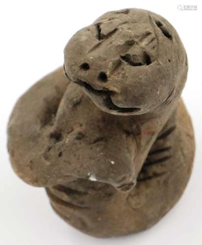 A Han Dynasty zoomorphic figure of a snake, H: 10 cm. P&...