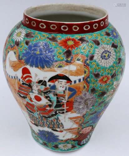 A 19th century Japanese enamelled porcelain jar, having desi...