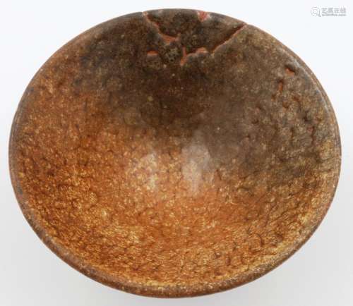 Song Dynasty partially glazed bowl with mottled brown finish...