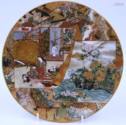 A fine Japanese Meiji period cabinet plate, having comprehen...