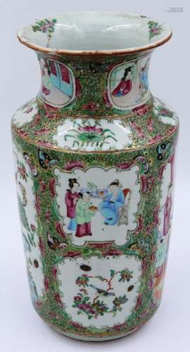 A Canton vase, 19th century, decorated with painted panels s...