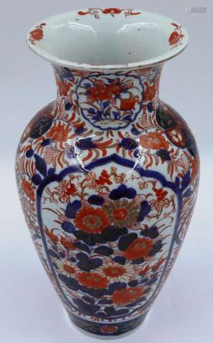 A Japanese Meiji period baluster vase decorated with colours...