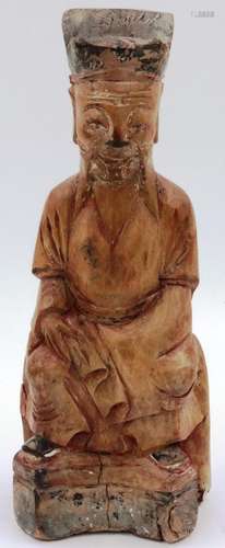 Ming Dynasty period carved wood figurine of a Daoist dignita...