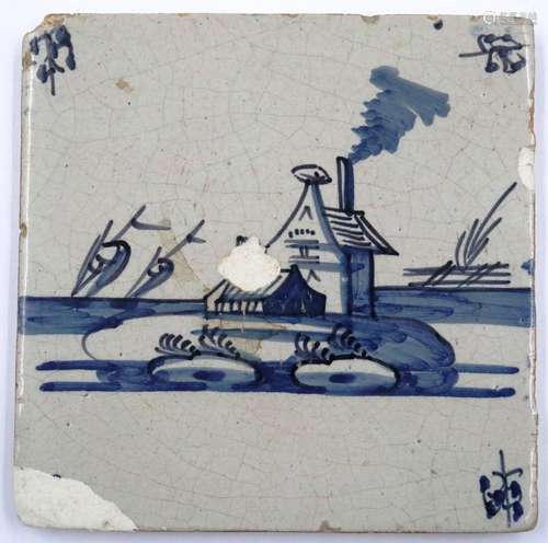 A late Ming / early Qing Dynasty square ceramic tile with un...