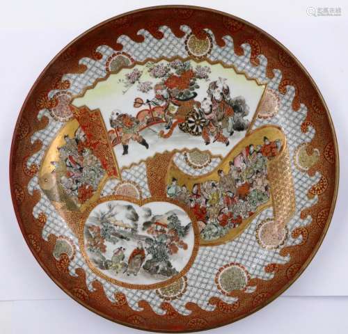A late 19th century figural decorated satsuma porcelain cabi...