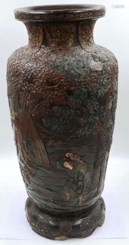 A large 19th century bronzed terracotta floor vase, having S...